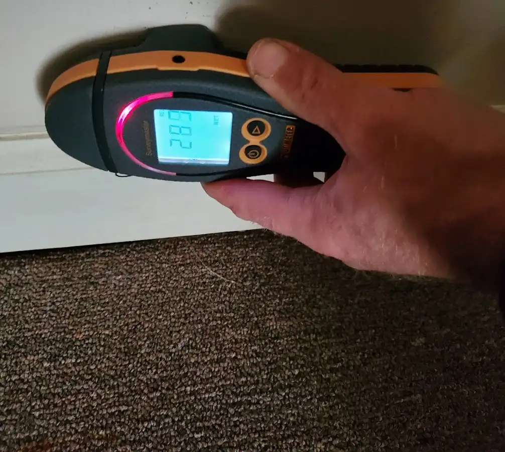 Moisture detection at baseboard during Sewage Cleanup & Sanitation in Rowland Heights